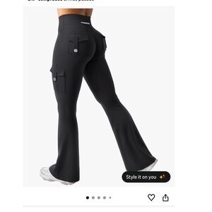 Black Flared Cargo Leggings